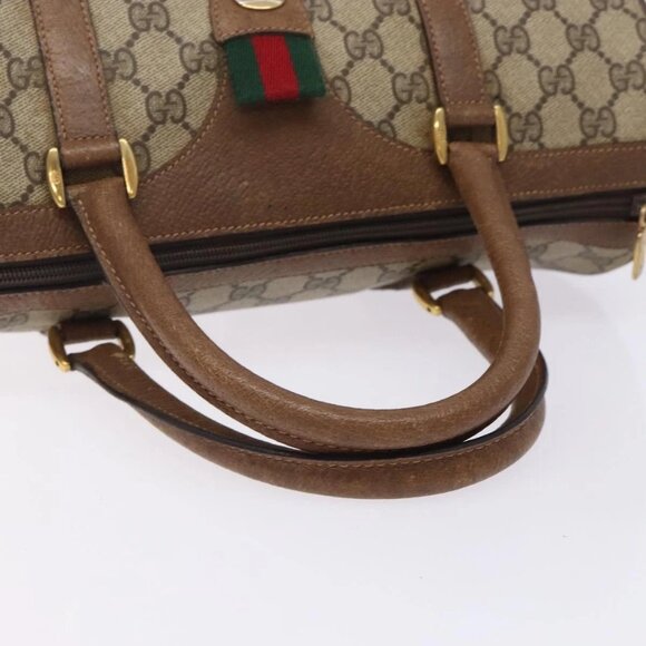GUCCI GG Supreme Web Sherry Line Bag PVC Beige Red Green 39 02 007 Auth mr1490 - Picture 8 of 16